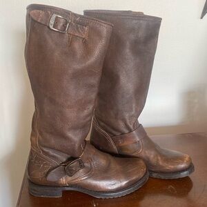 Frye stressed middle calf boots